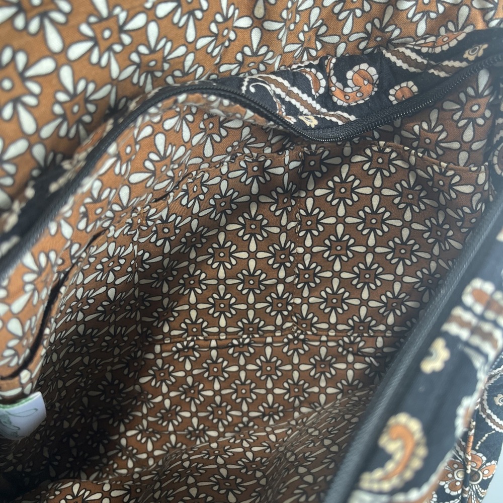 Vera Bradley Crossbody Paisley Caffe Latte Brown Black Bag Purse Flap Boho - Picture 5 of 13